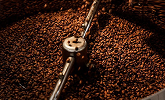 Coffee beans in roaster