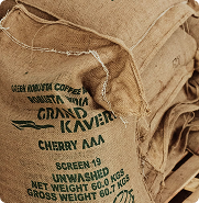 Coffee sacks closeup